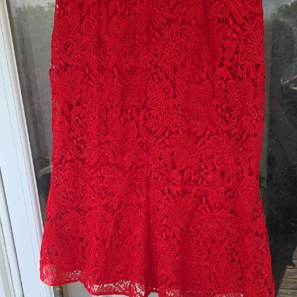 Polo by Ralph Lauren Red Lace Off-Shoulder Mini Dress Black Label - Picture 8 of 13